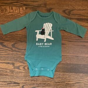 NWT Life is Good Baby Bear LS Green Onesie | 3-6 Months